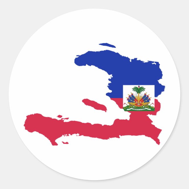 Sticker Rond Carte du drapeau haïtien HT (Devant)