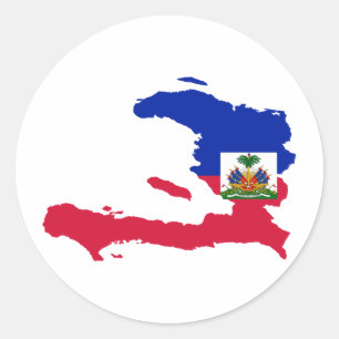 Sticker Rond Carte du drapeau haïtien HT