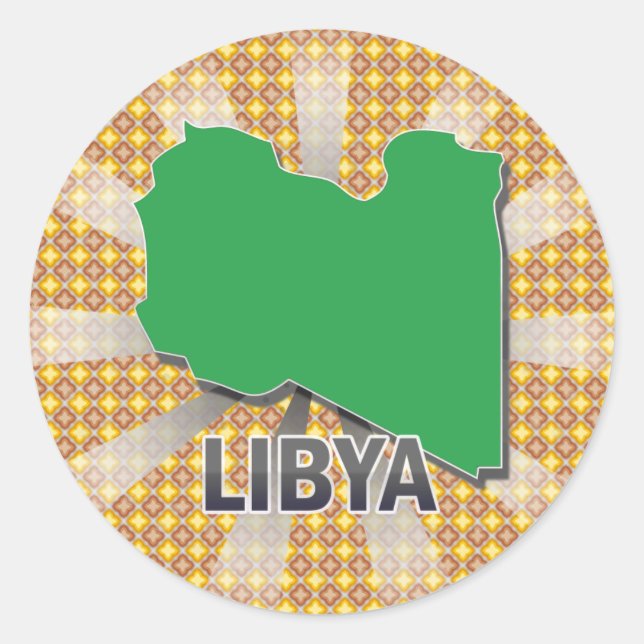 Sticker Rond Carte du drapeau libyen 2.0 (Devant)