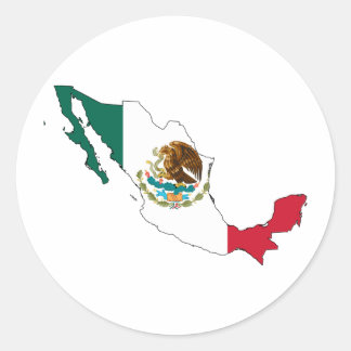 Sticker Rond Carte du drapeau mexico. la Bandera Nacional