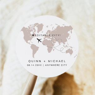 Sticker Rond Carte du monde de QUINN Destination Voyage Enregis