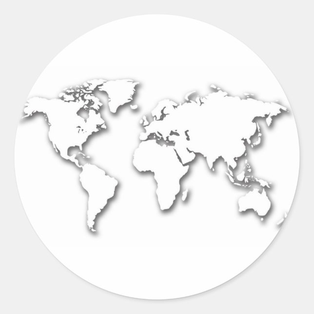Sticker Rond Carte du monde en blanc (Devant)