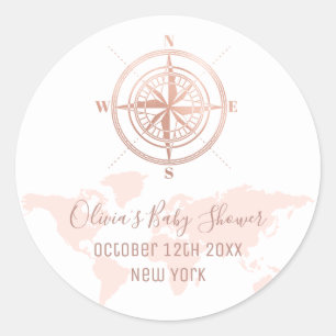 Sticker Rond Carte du monde Neutre Voyage Baby shower d'aventur