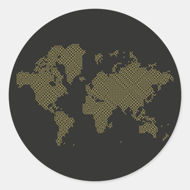 Sticker Rond Carte du monde numérique (Devant)