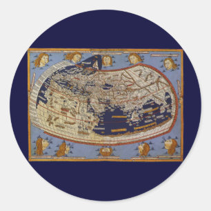 Sticker Rond Carte du monde ptolémaïque antique, Johannes d'Arn