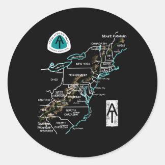 Sticker Rond Carte du Randonnée du sentier des Appalaches