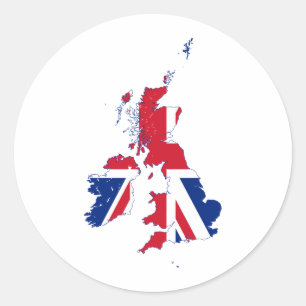 Sticker Rond Carte du Royaume-Uni Drapeau GB