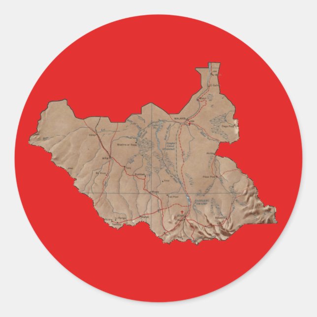 Sticker Rond Carte du Sud-Soudan (Devant)