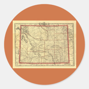 Sticker Rond Carte du Wyoming 1895
