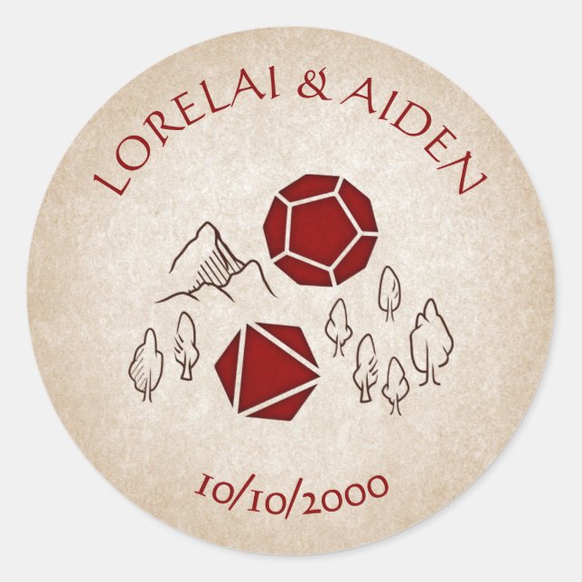 Sticker Rond Carte Dungeon RPG Gamer Mariage (Devant)