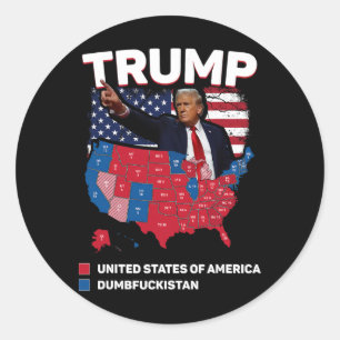 Sticker Rond Carte Électorale 2024 Etats-Unis D'Amérique Dumbis