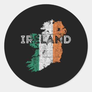 Sticker Rond Carte Et Drapeau Irlandais Perturbés Irlande