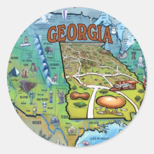Sticker Rond Carte Géorgie USA