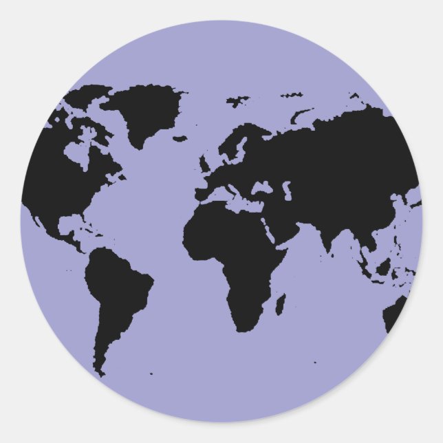 Sticker Rond carte graphique noire du monde (Devant)