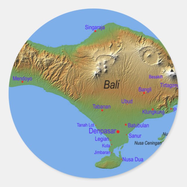 Sticker Rond Carte Holliday Bali (Devant)