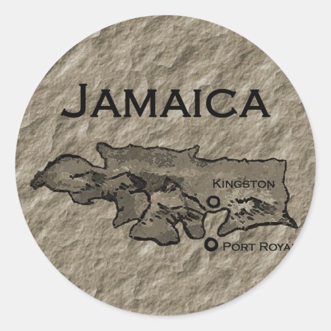 Sticker Rond Carte Jamaïque (vintage) (Devant)