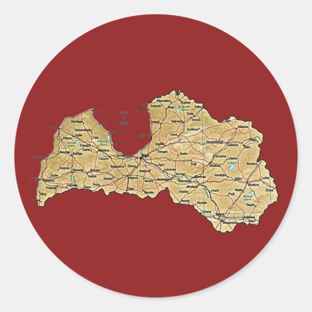 Sticker Rond Carte Lettonie (Devant)