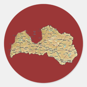 Sticker Rond Carte Lettonie