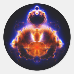 Sticker Rond Carte Mandelbrot Gautama Buddha réglé de