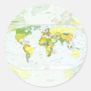 Sticker Rond Carte mondiale Globe Pays Atlas