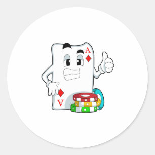 Sticker Rond Carte Poker avec jetons Poker