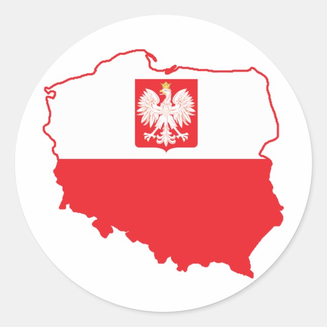 Sticker Rond Carte Pologne En Polonais (Devant)