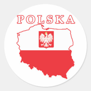 Sticker Rond Carte Polska avec aigle