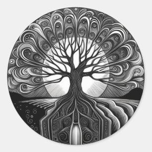 Sticker Rond Carte postale de l'Arbre de Vie 