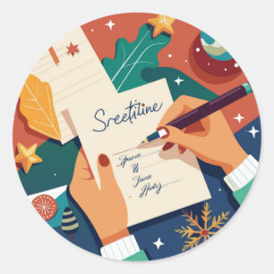 Sticker Rond carte postale dynamique-conceptions-étalage-sur-un