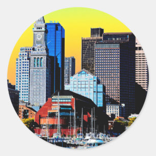 Sticker Rond Carte Poster Custom House Boston USA