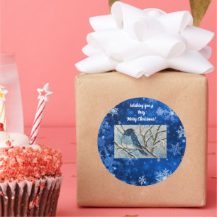 Sticker Rond Carte pour notes Snowy Bluebird