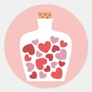 Sticker Rond Carte Saint Valentin