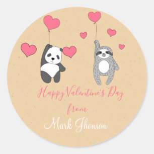 Sticker Rond Carte Saint Valentin pour animaux de distance soci