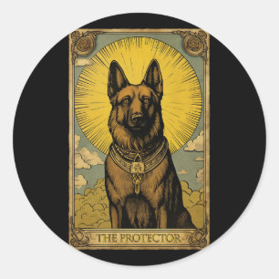 Sticker Rond Carte Tarot Chien Allemand Berger