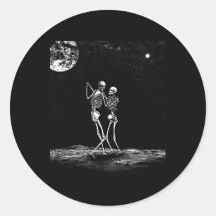 Sticker Rond Carte Tarot Embrasser Skeleton Love Bones Horreur 