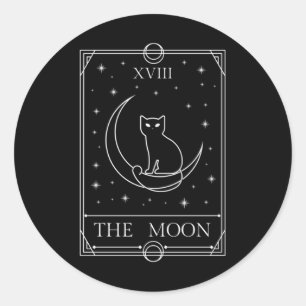 Sticker Rond Carte Tarot Lune Chat Noir Chat Cuisine Occulte Ma