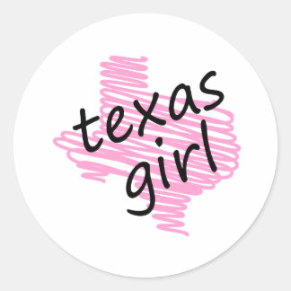 Sticker Rond Carte Texas Girl with Scribbled Texas