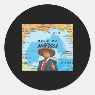 Sticker Rond Carte Trump Amérique du Golfe Mexique Le président