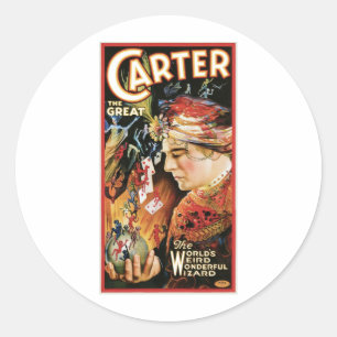 Sticker Rond Carter The Great ~ Wizard Vintage Magic Act