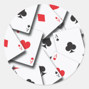 STICKER ROND CARTES DE JEU D'AS