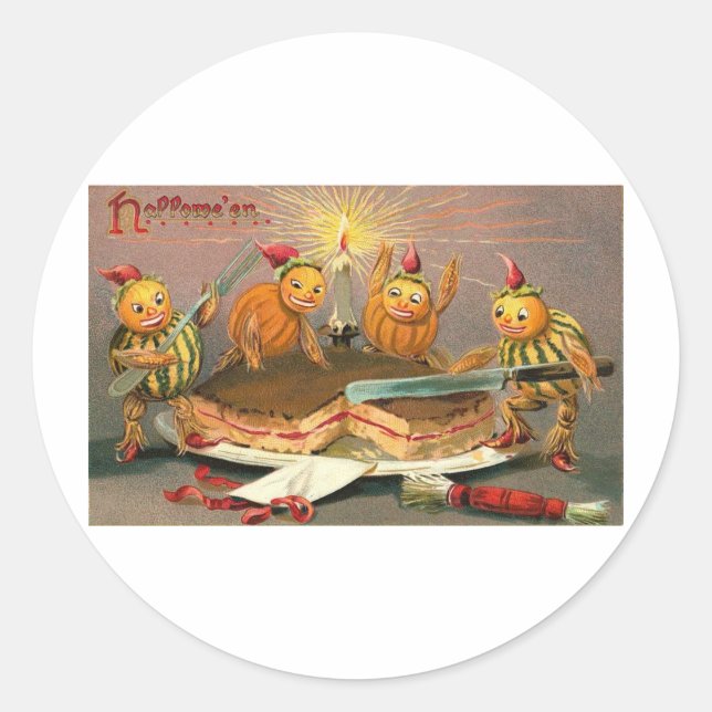 Sticker Rond Cartes de voeux Halloween vintage Affiches classiq (Devant)