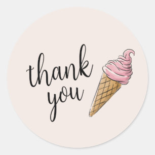 Sticker Rond Cartes Merci - Glace Cream Party