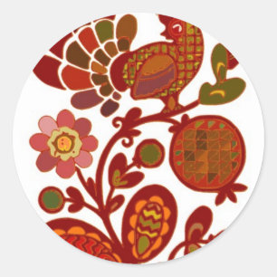 Sticker Rond Cartes postales des Motifs ukrainiens ethniques