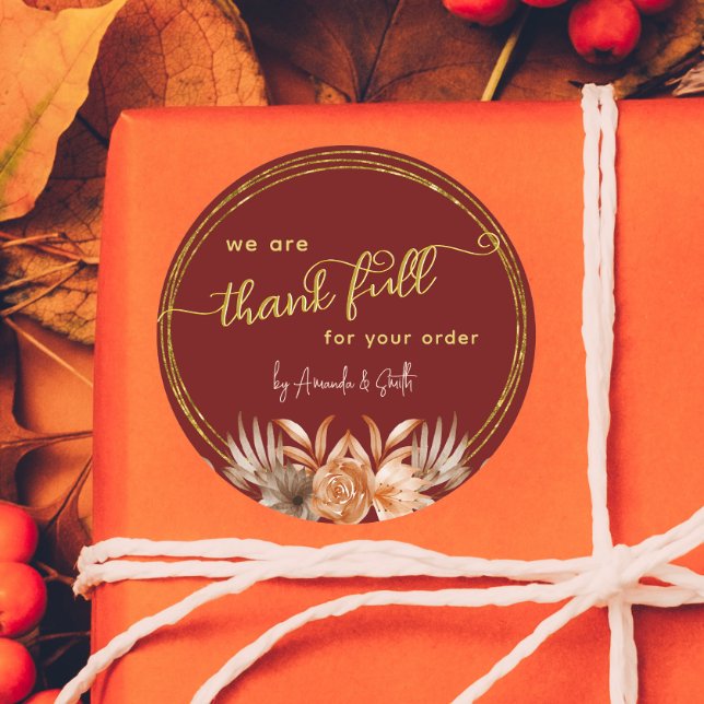 Sticker Rond Cartes Thanksgiving Business pour les clients (Créateur téléchargé)