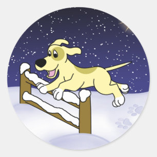Sticker Rond Cartographie Agility Chien Noël
