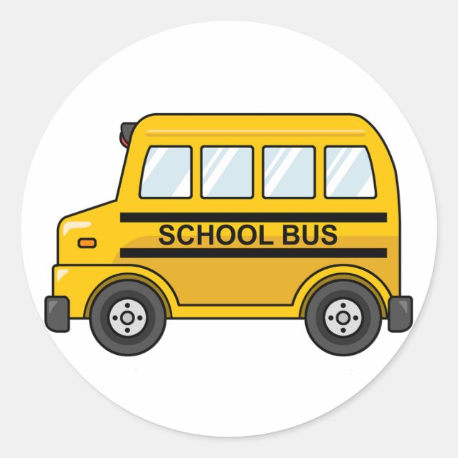 Sticker Rond Cartographie Bus scolaire jaune et noir (Devant)
