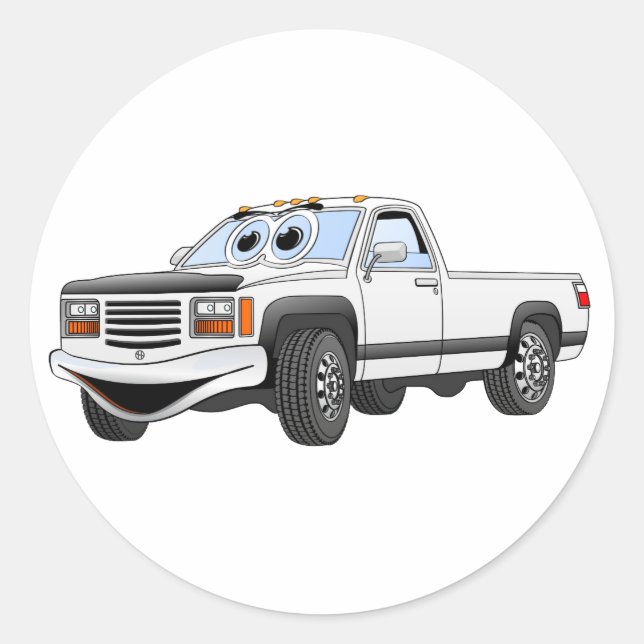 Sticker Rond Cartographie de camion de ramassage blanc (Devant)