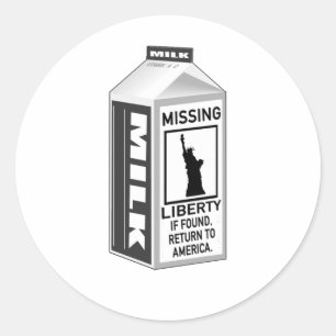 Sticker Rond Carton absent de lait de liberté