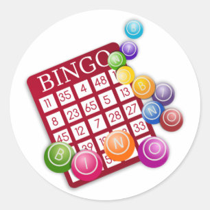 Sticker Rond Carton de BINGO avec Billes de BINGO