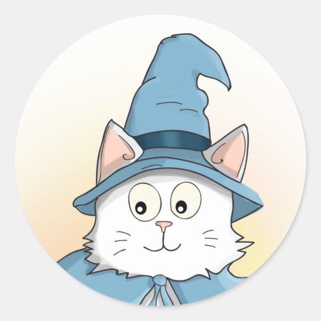 Sticker Rond Carton de chat de l'Assistant Blanc (Devant)